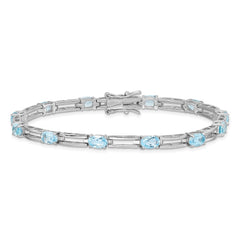 Sterling Silver Rhodium-plated Blue Topaz Bracelet QX162BT