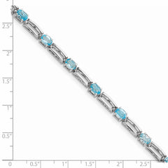 Sterling Silver Rhodium-plated Blue Topaz Bracelet QX162BT