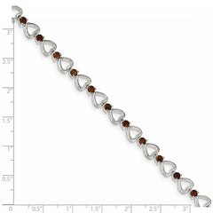 Sterling Silver Rhodium-plated Garnet Heart Bracelet QX176GA