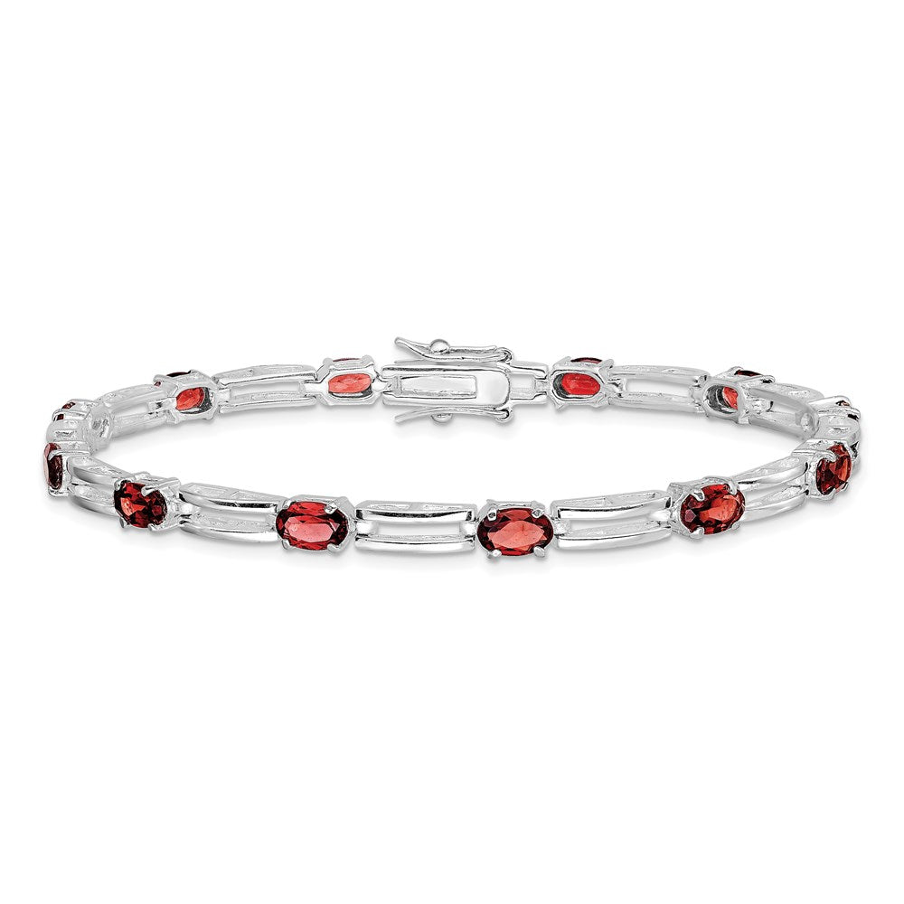 Sterling Silver Rhodium-plated Garnet Bracelet QX180GA