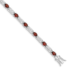 Sterling Silver Rhodium-plated Garnet Bracelet QX180GA