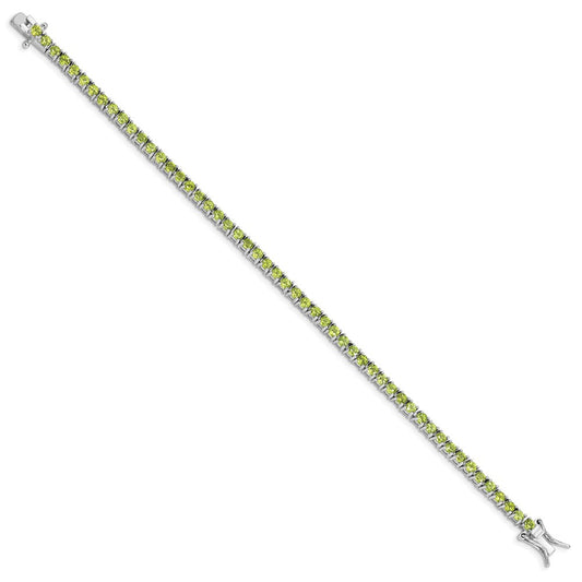 Sterling Silver Rhodium-plated Peridot Bracelet QX188PE