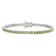 Sterling Silver Rhodium-plated Peridot Bracelet QX188PE