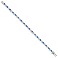 Sterling Silver Rhodium-plated Blue and Clear CZ Bracelet QX206CZ