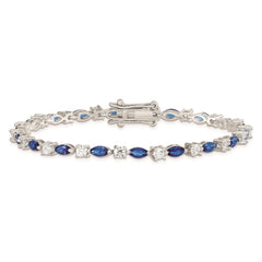 Sterling Silver Rhodium-plated Blue and Clear CZ Bracelet QX206CZ
