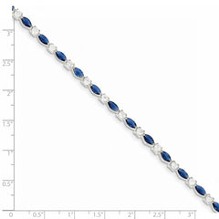 Sterling Silver Rhodium-plated Blue and Clear CZ Bracelet QX206CZ