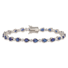 Sterling Silver Rhodium-plated Blue and Clear CZ Bracelet QX207CZ