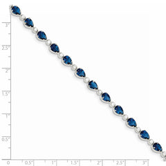 Sterling Silver Rhodium-plated Blue and Clear CZ Bracelet QX207CZ