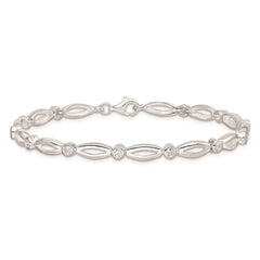 Sterling Silver Rhodium-plated 7inch Polished Fancy CZ Bracelet QX284CZ