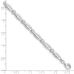Sterling Silver Rhodium-plated 7inch Polished Fancy CZ Bracelet QX284CZ
