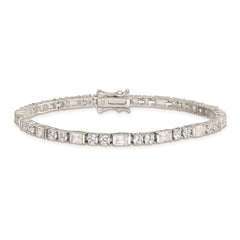 Sterling Silver Rhodium-plated CZ Tennis Bracelet QX354CZ