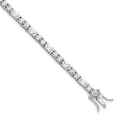 Sterling Silver Rhodium-plated CZ Tennis Bracelet QX354CZ
