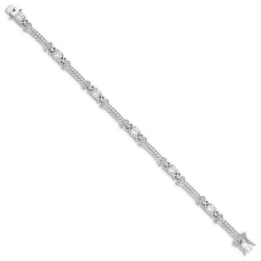 Sterling Silver Rhodium-plated CZ Bracelet QX361CZ