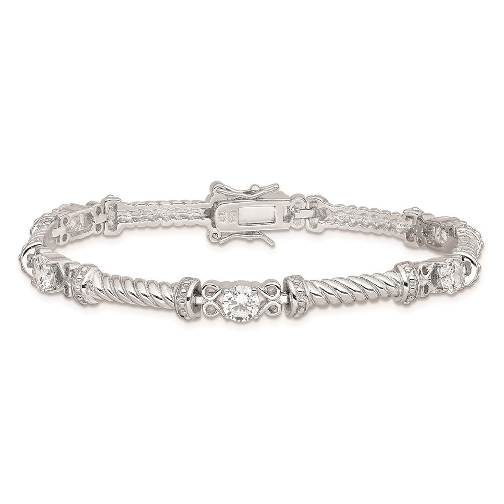 Sterling Silver Rhodium-plated CZ Bracelet QX361CZ
