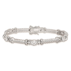 Sterling Silver Rhodium-plated CZ Bracelet QX361CZ
