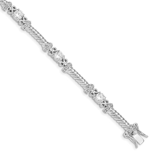 Sterling Silver Rhodium-plated CZ Bracelet QX361CZ