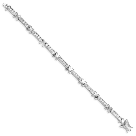 Sterling Silver Rhodium-plated CZ  -X- Bracelet QX367CZ