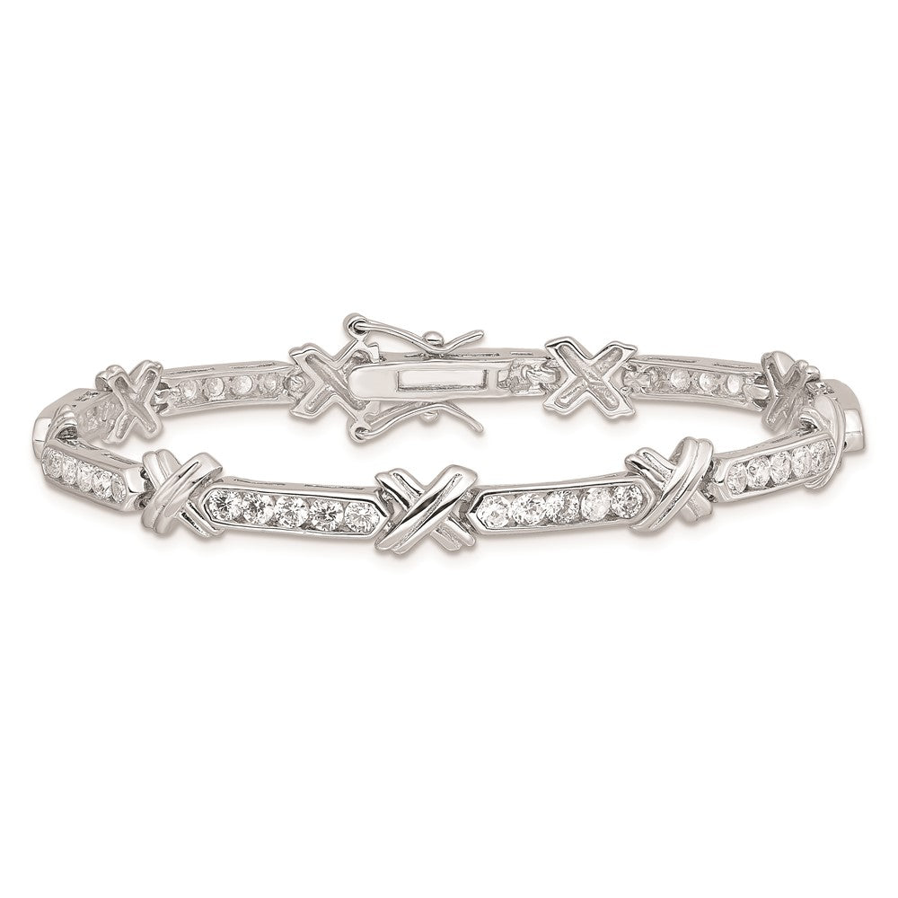 Sterling Silver Rhodium-plated CZ  -X- Bracelet QX367CZ