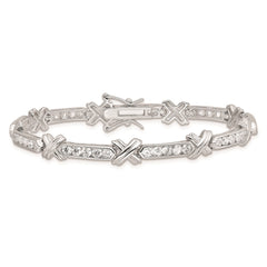 Sterling Silver Rhodium-plated CZ  -X- Bracelet QX367CZ