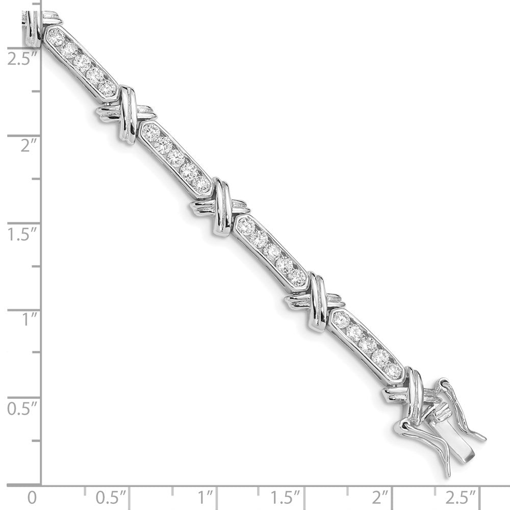 Sterling Silver Rhodium-plated CZ  -X- Bracelet QX367CZ