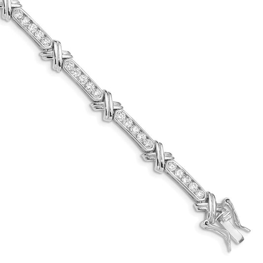 Sterling Silver Rhodium-plated CZ  -X- Bracelet QX367CZ