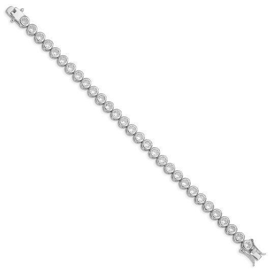 Sterling Silver Rhodium-plated CZ Tennis Bracelet QX374CZ