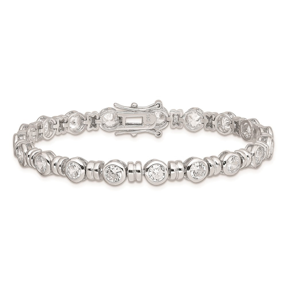 Sterling Silver Rhodium-plated CZ Bracelet QX375CZ