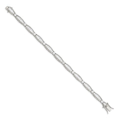 Sterling Silver Rhodium-plated Baguette and Round CZ Bracelet QX400CZ