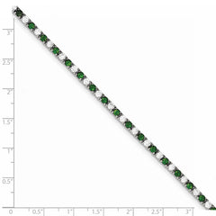 Sterling Silver Rhodium-plated Green Glass and CZ  7 inch Bracelet QX440CZ