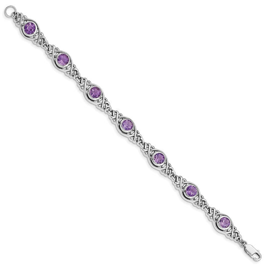 Sterling Silver Rhodium-plated Amethyst Bracelet QX454AM