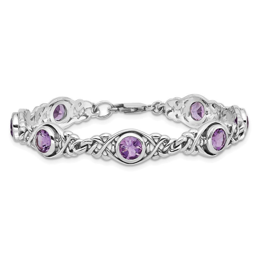 Sterling Silver Rhodium-plated Amethyst Bracelet QX454AM