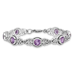 Sterling Silver Rhodium-plated Amethyst Bracelet QX454AM