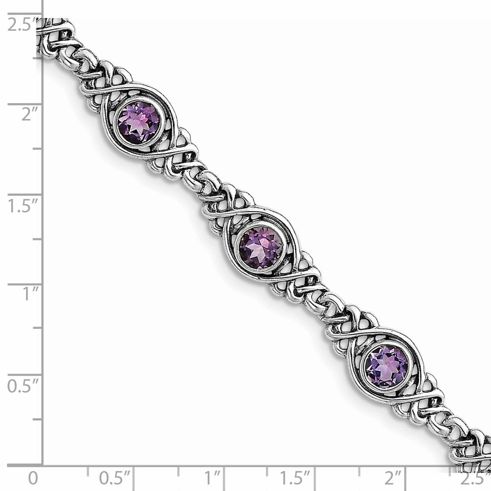 Sterling Silver Rhodium-plated Amethyst Bracelet QX454AM