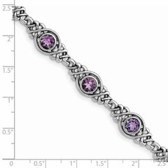 Sterling Silver Rhodium-plated Amethyst Bracelet QX454AM