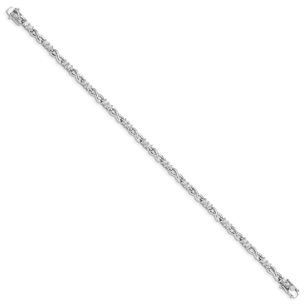 Sterling Silver Rhodium-plated CZ Infinity Bracelet QX529CZ