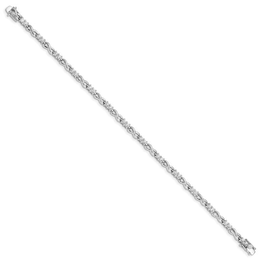 Sterling Silver Rhodium-plated CZ Infinity Bracelet QX529CZ