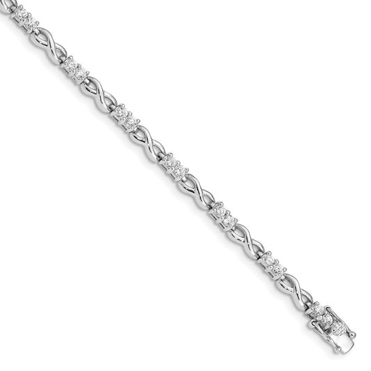 Sterling Silver Rhodium-plated CZ Infinity Bracelet QX529CZ
