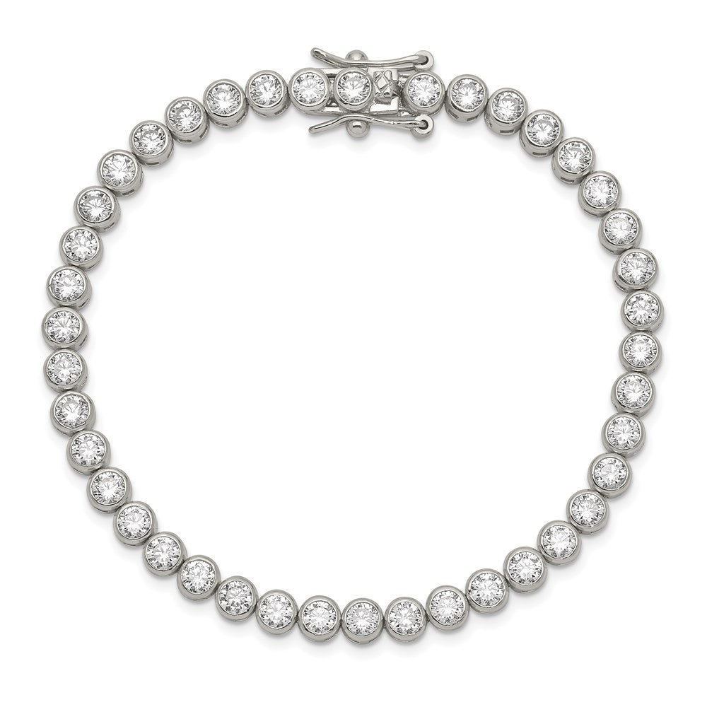 Sterling Silver Rhodium-plated CZ 7 inch Tennis Bracelet QX558CZ