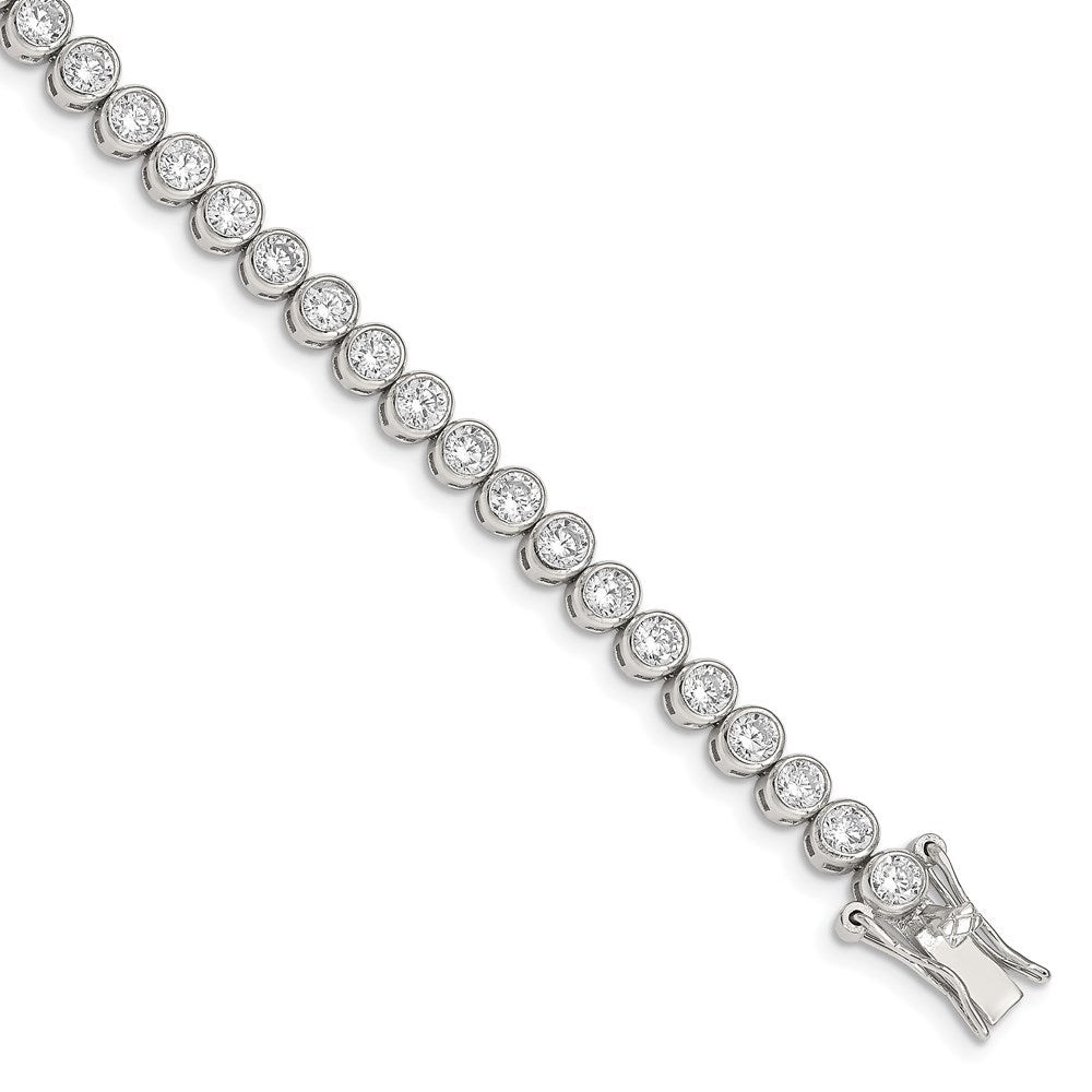 Sterling Silver Rhodium-plated CZ 7 inch Tennis Bracelet QX558CZ