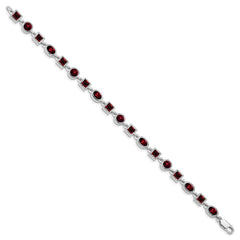 Sterling Silver Rhodium Plated Garnet Bracelet QX585GA