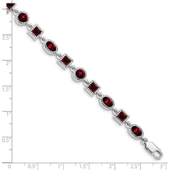 Sterling Silver Rhodium Plated Garnet Bracelet QX585GA