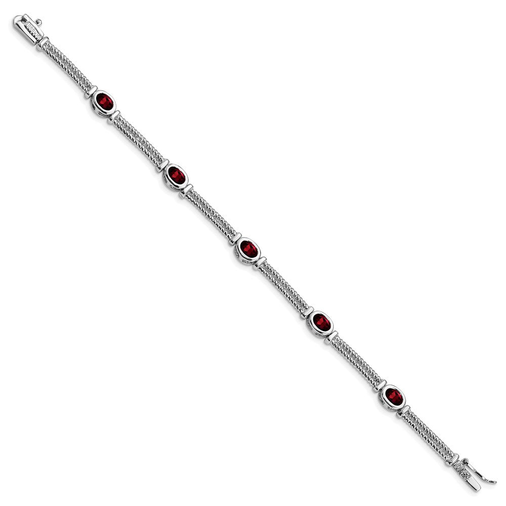 Sterling Silver Rhodium Plated Garnet Bracelet QX586GA