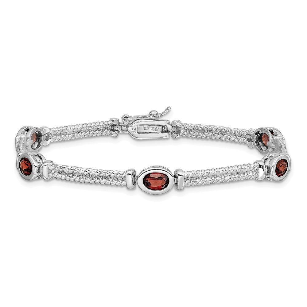 Sterling Silver Rhodium Plated Garnet Bracelet QX586GA