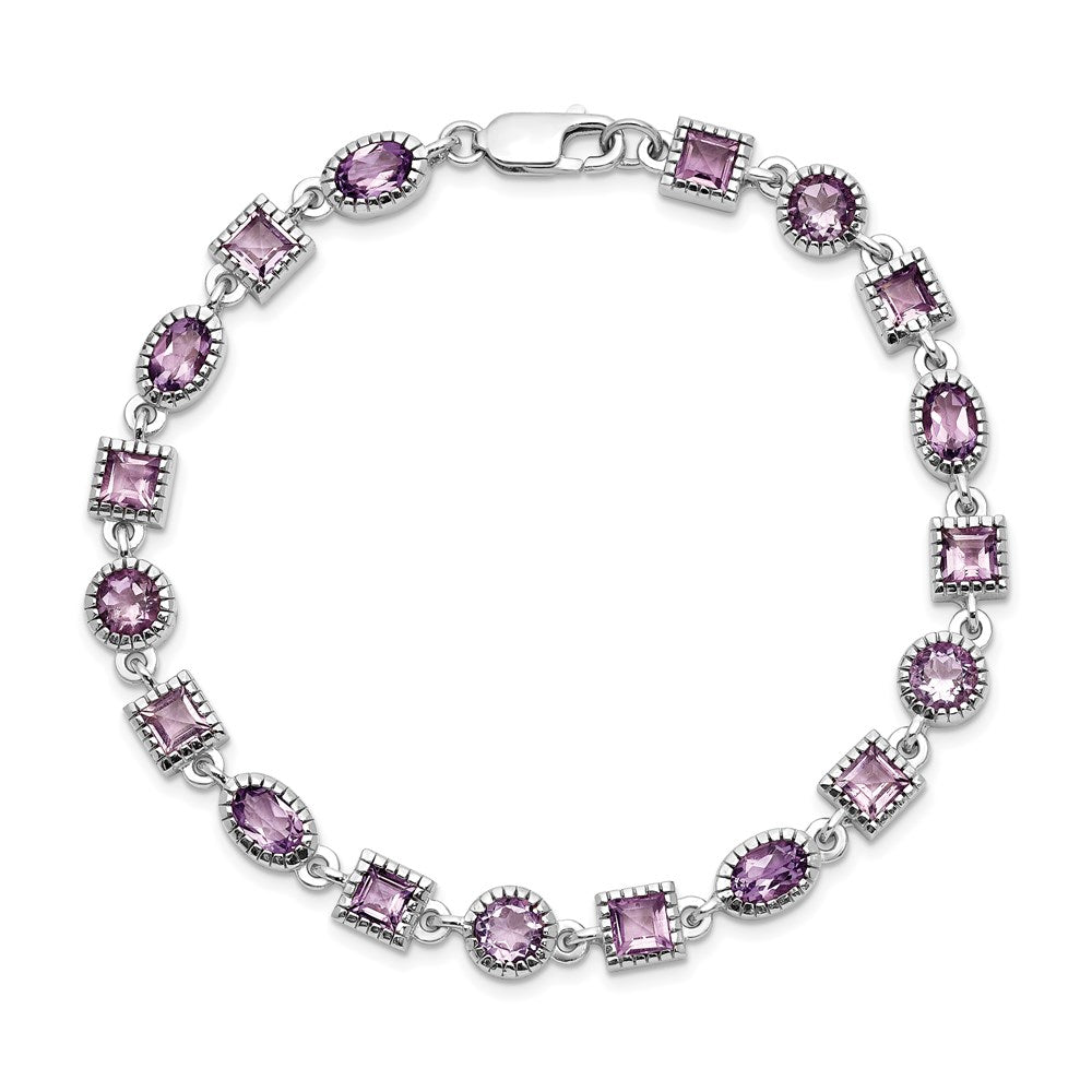 Sterling Silver Rhodium-plated Amethyst Bracelet QX594AM