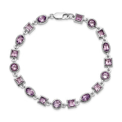 Sterling Silver Rhodium-plated Amethyst Bracelet QX594AM