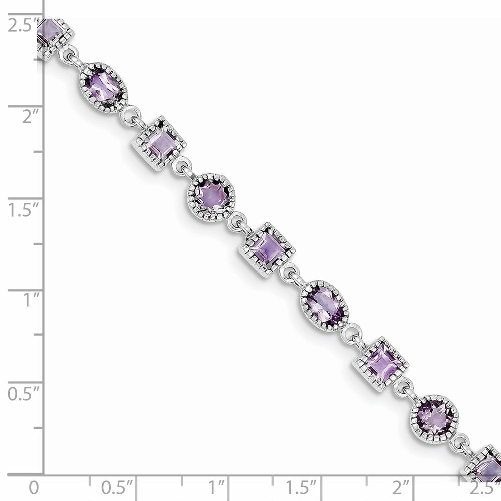 Sterling Silver Rhodium-plated Amethyst Bracelet QX594AM