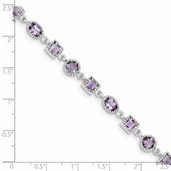 Sterling Silver Rhodium-plated Amethyst Bracelet QX594AM
