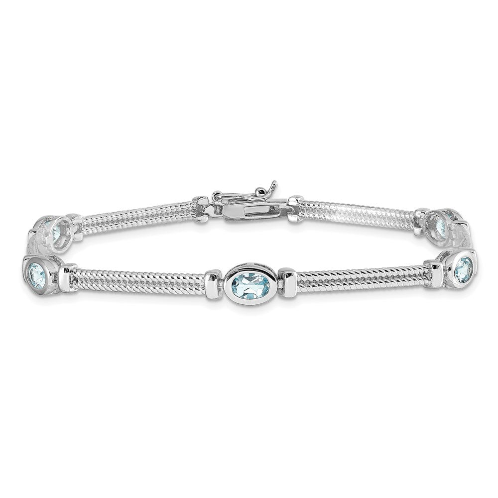 Sterling Silver Rhodium-plated Blue Topaz Bracelet QX601BT
