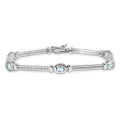 Sterling Silver Rhodium-plated Blue Topaz Bracelet QX601BT