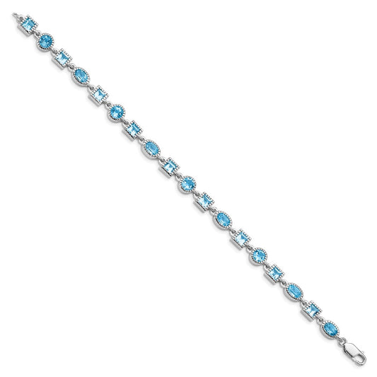 Sterling Silver Rhodium-plated Blue Topaz Bracelet QX602BT